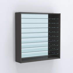 Витрина настенная №204-6Г зеркальная с девятью прозрачными полками, Черный