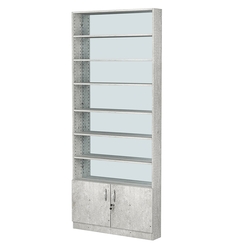 Стеллаж из ДСП с 6-ю полками 150x900 мм серии LEVEL-6 №9-2 (З/C - ЗЕРКАЛО), Метрополитан Грей