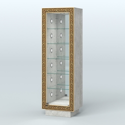 Низкая пристенная витрина с декором НБА-503С, Метрополитан Грей