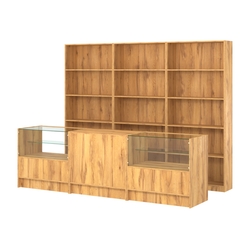 Комплект стеллажей ЭК-01 и прилавков ЭК-3, Дуб Золотистый