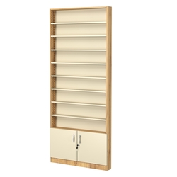 Стеллаж из ДСП с 8-ю полками 100x900 мм серии LEVEL-8 №8 (З/C - ДВП), Дуб Золотистый и Крем Вайс