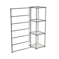 Хромированное вешало ГОРИЗОНТ №1-4 с зеркальными полками 4мм, Белый