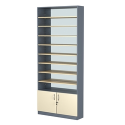 Стеллаж из ДСП с 8-ю полками 200x900 мм серии LEVEL-8 №10-2 (З/C - ЗЕРКАЛО), Темно-серый + Крем Вайс