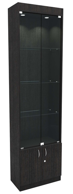 Стеклянная витрина серии Эконом № 300-1-600 (задняя стенка ДВП), Дуб Венге