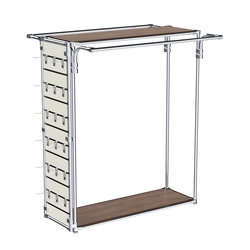 Хромированный стенд-вешало ETD-11 №1-3 (торец-ЭП) с полками ДСП 16мм, Орех