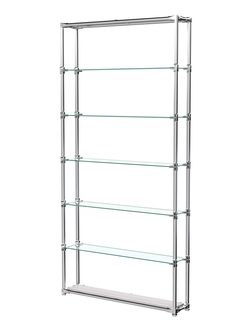 Пристенный торговый стеллаж ЛАЙТ с узкими стеклянными полками №1, Ясень Анкор светлый - U31104