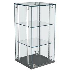 Витрина Истра настольная №21-РЕГ с регулировочными стеклянными полками, Темно-Серый