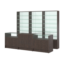 Комплект витрин с наклонными полками SL-6 №12-1 и прилавков ЭК-2, Дуб Венге