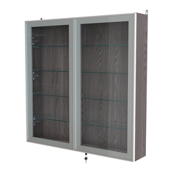 Витрина настенная №4-1А с узкими прозрачными полками серии Collecto, Ясень Анкор темный