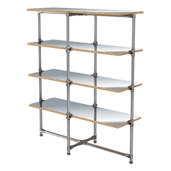 Хромированный стенд Прогресс №1-5 (с полками Зеркало 4мм), Дуб Золотистый