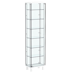 Витрина РОНДО с регулировочными полками №1-5-РЕГ на ножках (задняя стенка стекло), Белый