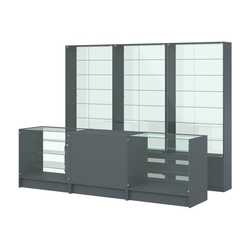 Комплект витрин с регулировочными полками NE-6 №12-1 и прилавков ЭК-4, Темно-Серый