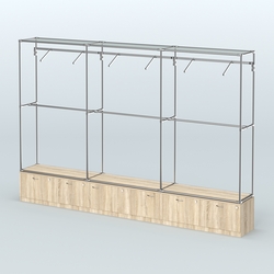 Торговая система ХРОМ без ДСП 3600 мм №7 с тумбами Т-15, Т-11 и поручнями, Дуб Сонома