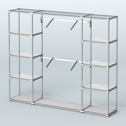 Торговая система ХРОМ без ДСП 2430 мм с зеркальными полками и поручнями №7, Серый