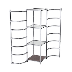 Хромированное вешало ДУГА №1-4 с зеркальными полками 4 мм, Ясень Анкор темный - U31105