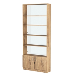 Стеллаж из ДСП с 4-мя полками 250x900 мм серии LEVEL-4 №11-1 (З/C - СТЕКЛО), Дуб Канзас коричневый