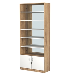 Стеллаж из ДСП с 5-ю полками 400x900 мм серии LEVEL-5 №14-2 (З/C - ЗЕРКАЛО), Дуб Канзас коричневый + Белый