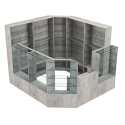 Торговый угловой островок ГРАЦИЯ №4 (открытый) (6.63 кв.м), Бетон Чикаго светло-серый F186 ST9