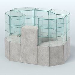 Стеклянный островок-павильон серии КОЛЬЦО шестигранный №4, Метрополитан Грей