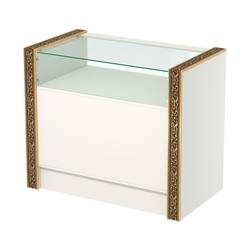 Недорогой прилавок с большим накопителем и декоративными молдингами №ПДМ-2-900, Белый