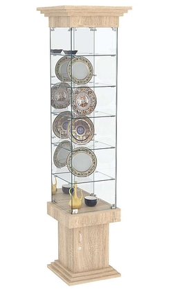 Витрина зеркалом и пятью полками ДОНЖОН №504, Дуб сонома