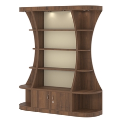 Пристенный высокий стеллаж ГАРАНТ №1, Орех + Крем Вайс