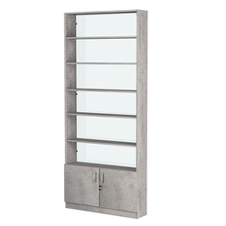 Стеллаж из ДСП с 5-ю полками 200x900 мм серии LEVEL-5 №10-1 (З/C - СТЕКЛО), Бетон Чикаго светло-серый F186 ST9