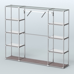 Торговая система ХРОМ без ДСП 2430 мм с зеркальными полками и поручнями №11, Ясень Анкор темный