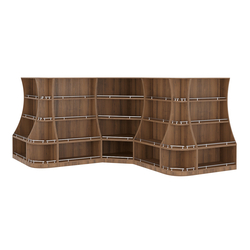 Угловой низкий стеллаж ГАРАНТ №4-О с ограничителями, Орех