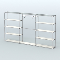 Торговая система ХРОМ без ДСП 3600 мм с полками ДСП и поручнями №9, Белый