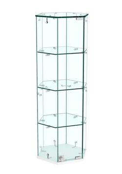 Витрина Истра настольная шестигранная №9  (прозрачная), Белый