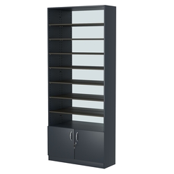 Стеллаж из ДСП с 8-ю полками 300x900 мм серии LEVEL-8 №12-2 (З/C - ЗЕРКАЛО), Антрацит