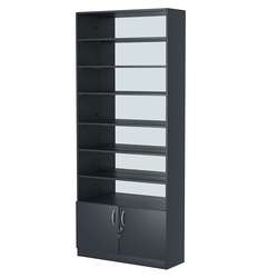 Стеллаж из ДСП с 6-ю полками 300x900 мм серии LEVEL-6 №12-2 (З/C - ЗЕРКАЛО), Антрацит