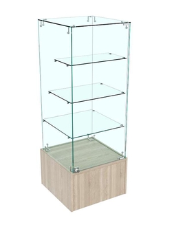 Прилавок Истра с тремя полками из стекла №132 (закрытый), Дуб сонома
