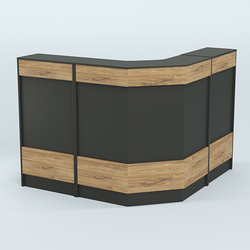 Ресепшен Г-образный серии ПРАЙМ №4Б, Черный + Дуб Канзас Коричневый