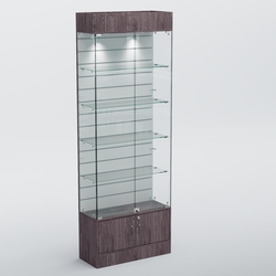 Витрина СЕТЬ №5-П с экономпанелью и полками, Ясень Анкор темный