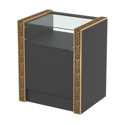 Недорогой прилавок с прозрачным верхом и декоративными молдингами №ПДМ-2-600, Черный