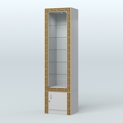 Витрина с декором и пятью прозрачными полками №ВБА-502, Серый