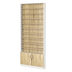 Стеллаж из ДСП с 9-ю полками 100x900 мм серии LEVEL-9 №8 (З/C - ДВП), Белый + Дуб Сонома