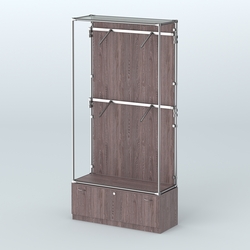 Торговая система ХРОМ (задняя стенка - ДСП) 1200 мм №3-1 с тумбой Т-11 и поручнями, Ясень Анкор темный