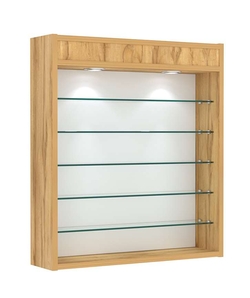 Витрина настенная №1-7Г открытая с пятью полками и верхним светом, Дуб Золотистый