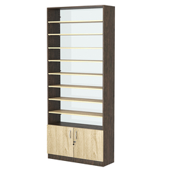 Стеллаж из ДСП с 8-ю полками 300x900 мм серии LEVEL-8 №12-1 (З/C - СТЕКЛО), Дуб Венге + Дуб Сонома