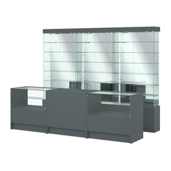 Комплект стеклянных витрин ИС-32 и прилавков ЭК-3, Темно-Серый