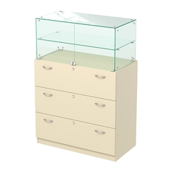 Прилавок с распашными дверками в стеклянной части Селена-101, Крем Вайс