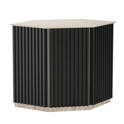 Торговый стол-прилавок шестигранный с планками серии ВЕРТИКАЛЬ №22, Дуб Сонома + Черный