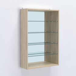 Витрина настенная №202-2Г с четырьмя полками и зеркалом, Дуб Сонома