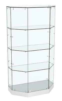 Стеклянная витрина Хит Продаж Трапеция с тремя полками малая №835, Серый