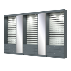 Комплект витрин под очки №11+1+11+1+11 (открытый доступ), Темно-Серый