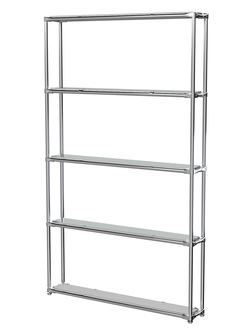 Торговый хромированный стеллаж с зеркальными полками №2, Серый