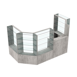 Торговый пристенный островок ГРАЦИЯ №3 (открытый) (4.68 кв.м), Бетон Чикаго светло-серый F186 ST9